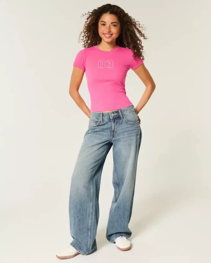 Ribbed Number Graphic Baby Tee