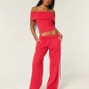 Ribbed Off-the-Shoulder Foldover Top