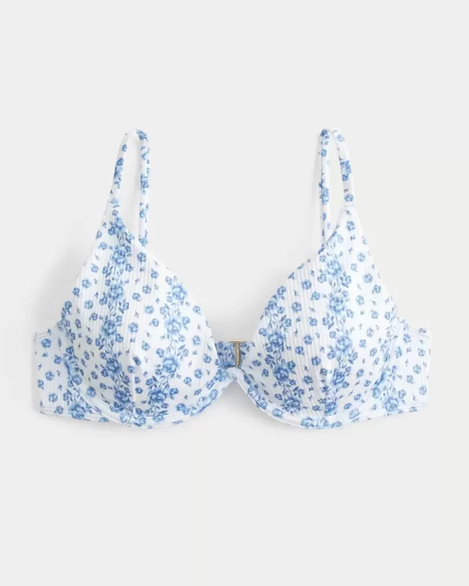 Ribbed Plunge Underwire Bikini Top