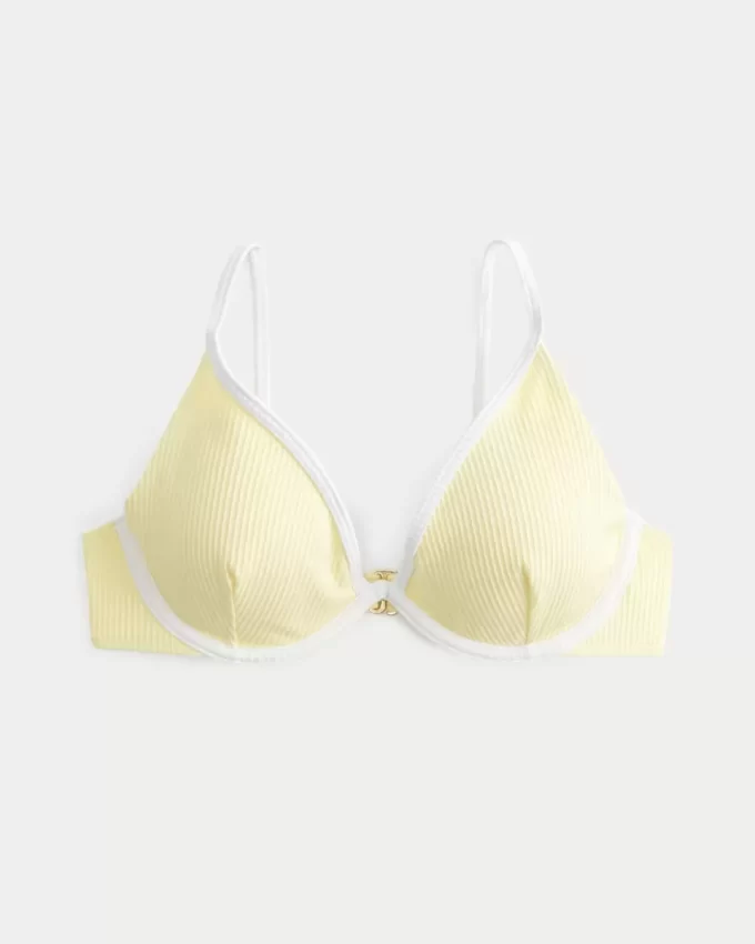 Ribbed Plunge Underwire Bikini Top