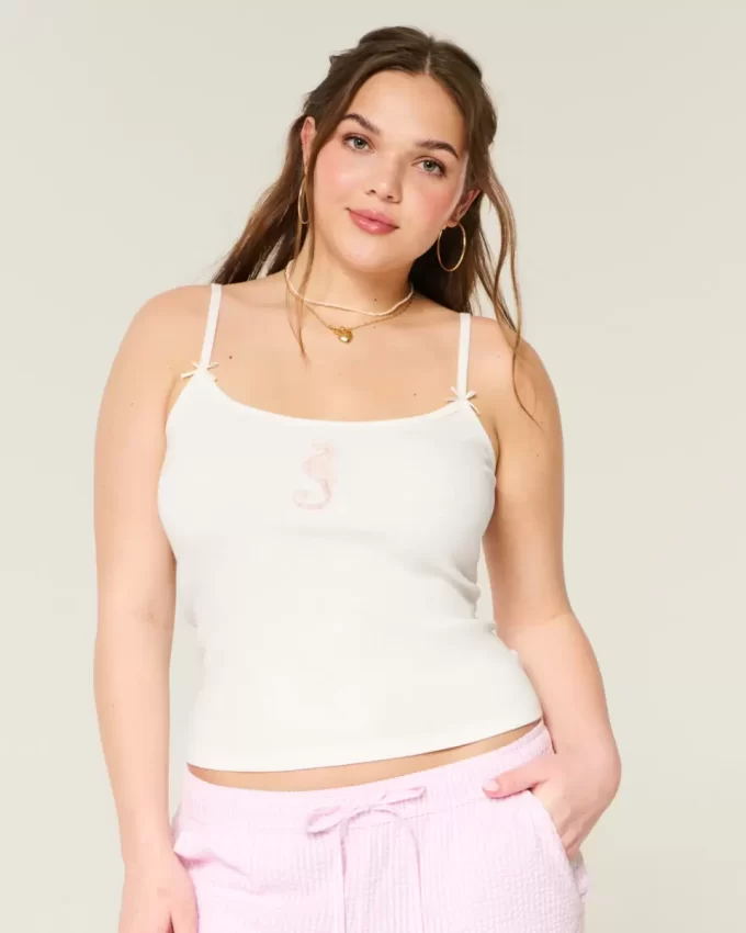 Ribbed Seahorse Graphic Cami