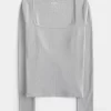 Ribbed Seamless Fabric Long-Sleeve Top