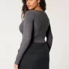Ribbed Seamless Fabric Square-Neck Bodysuit