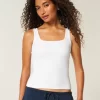 Ribbed Seamless Fabric Square-Neck Tank