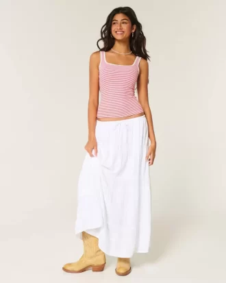 Ribbed Seamless Fabric Square-Neck Tank