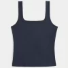 Ribbed Seamless Fabric Square-Neck Tank