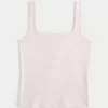Ribbed Seamless Fabric Square-Neck Tank