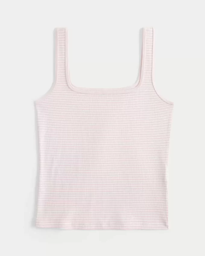 Ribbed Seamless Fabric Square-Neck Tank