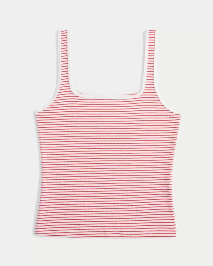 Ribbed Seamless Fabric Square-Neck Tank