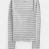 Ribbed Seamless Fabric Square-Neck Top