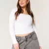 Ribbed Seamless Fabric Square-Neck Top