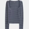 Ribbed Seamless Fabric Square-Neck Top