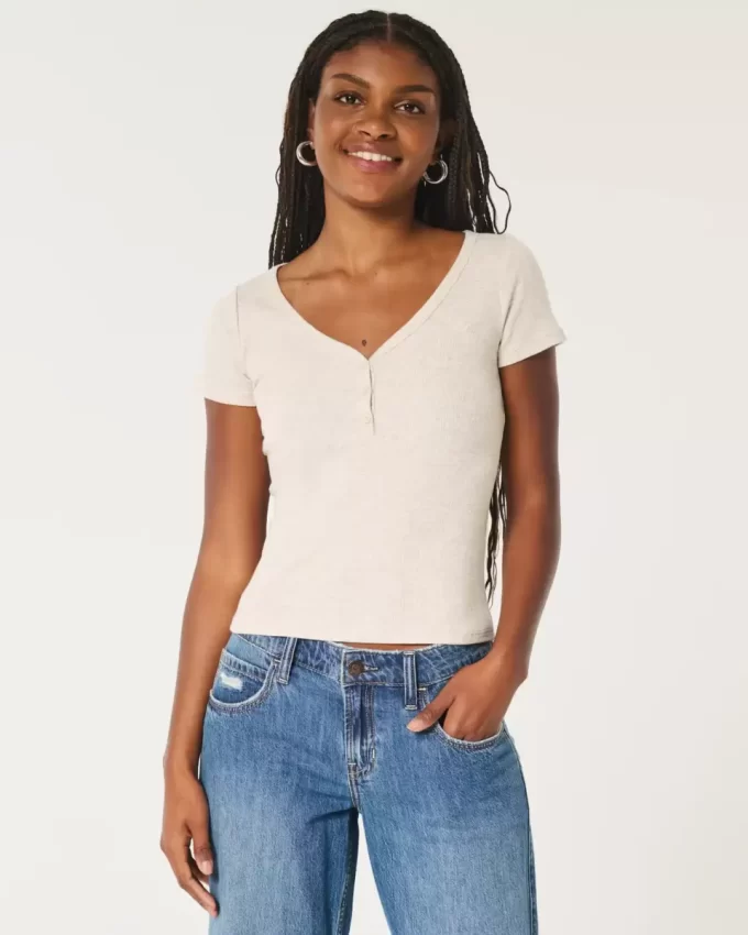 Ribbed Short-Sleeve Icon Henley