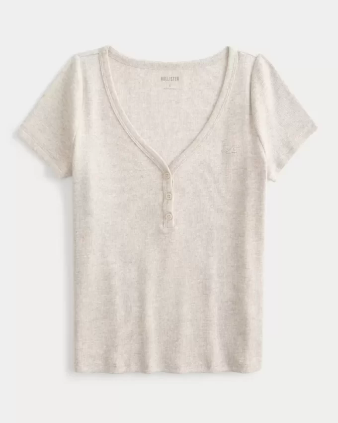 Ribbed Short-Sleeve Icon Henley