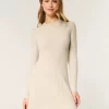 Ribbed Skater Mini Sweater Dress