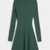 Ribbed Skater Mini Sweater Dress