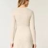 Ribbed Skater Mini Sweater Dress