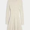 Ribbed Skater Mini Sweater Dress