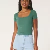 Ribbed Square-Neck Baby Tee