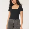 Ribbed Square-Neck Baby Tee