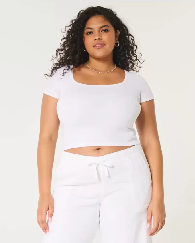 Ribbed Square-Neck Baby Tee
