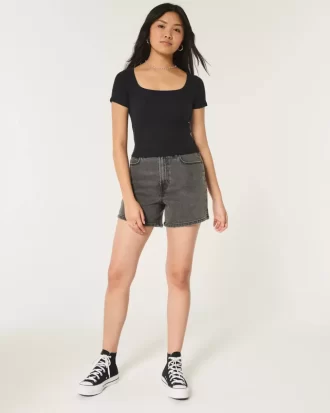 Ribbed Square-Neck Baby Tee