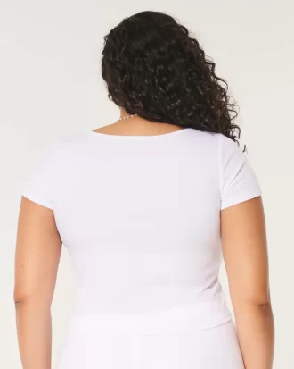 Ribbed Square-Neck Baby Tee