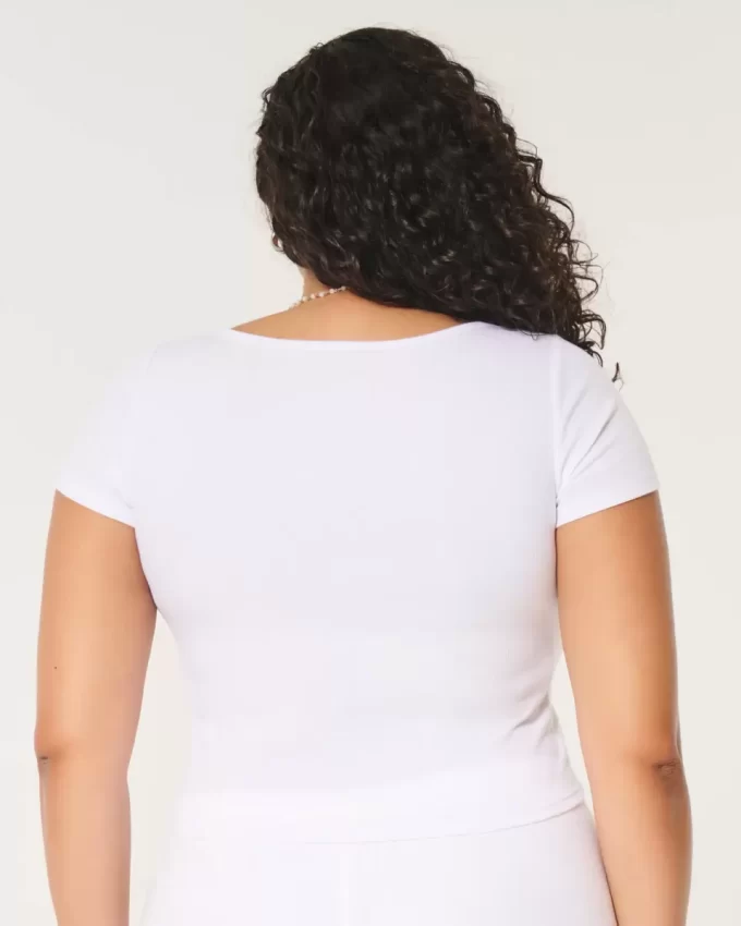 Ribbed Square-Neck Baby Tee