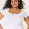 Ribbed Square-Neck Baby Tee