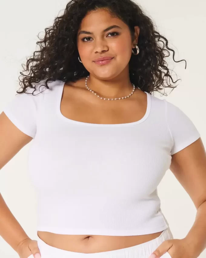 Ribbed Square-Neck Baby Tee
