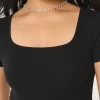 Ribbed Square-Neck Baby Tee