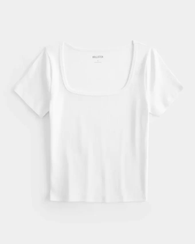 Ribbed Square-Neck Baby Tee