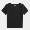 Ribbed Square-Neck Baby Tee