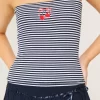 Ribbed Strapless Embroidered Cherry Tube Top