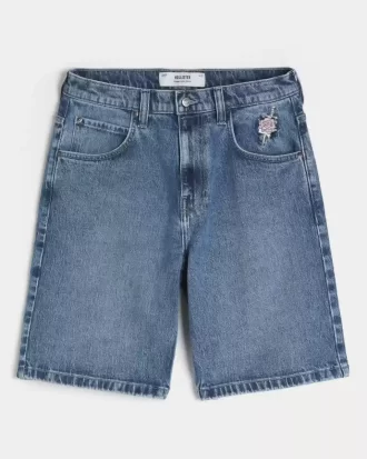 Rose Graphic Baggy Denim Shorts