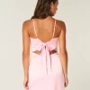 Satin Back Bow Bodycon Dress