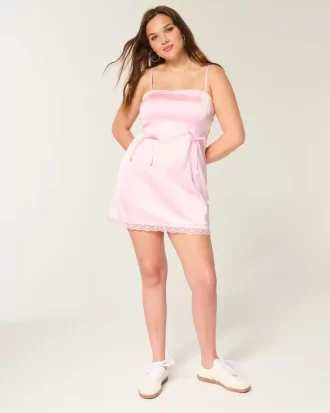 Satin Strapless Bow Bodycon Dress