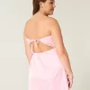 Satin Strapless Bow Bodycon Dress