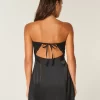 Satin Strapless Bow Bodycon Dress