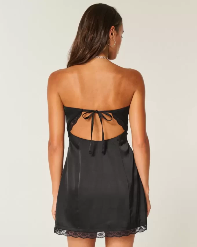 Satin Strapless Bow Bodycon Dress