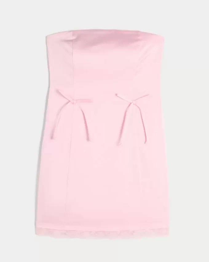 Satin Strapless Bow Bodycon Dress