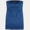 Satin Strapless Bow Bodycon Dress