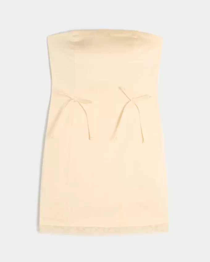 Satin Strapless Bow Bodycon Dress