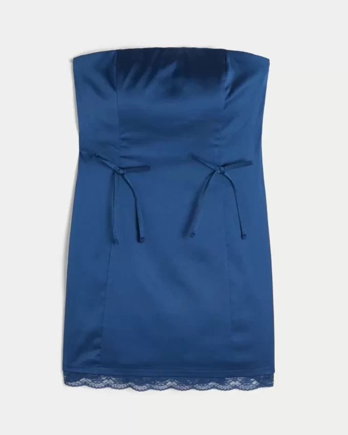Satin Strapless Bow Bodycon Dress