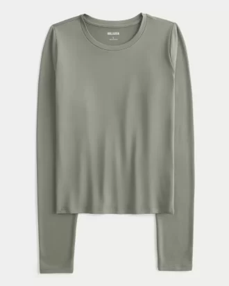 Seamless Fabric Long-Sleeve Crew Top