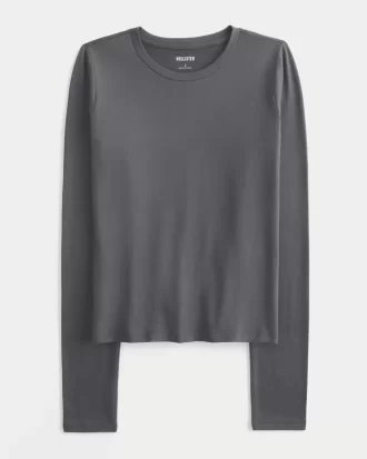 Seamless Fabric Long-Sleeve Crew Top