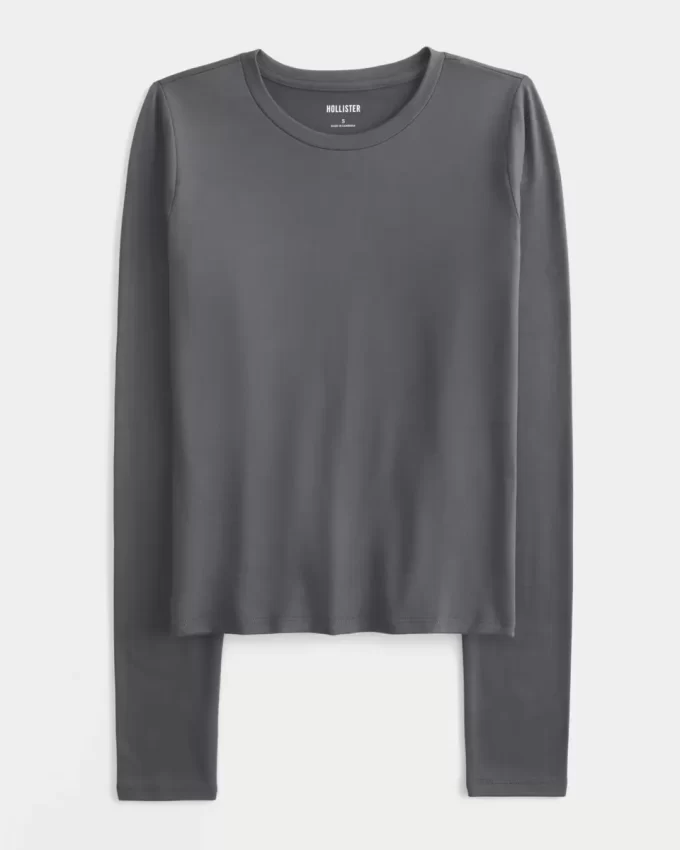 Seamless Fabric Long-Sleeve Crew Top