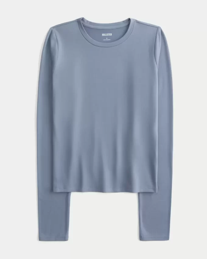 Seamless Fabric Long-Sleeve Crew Top