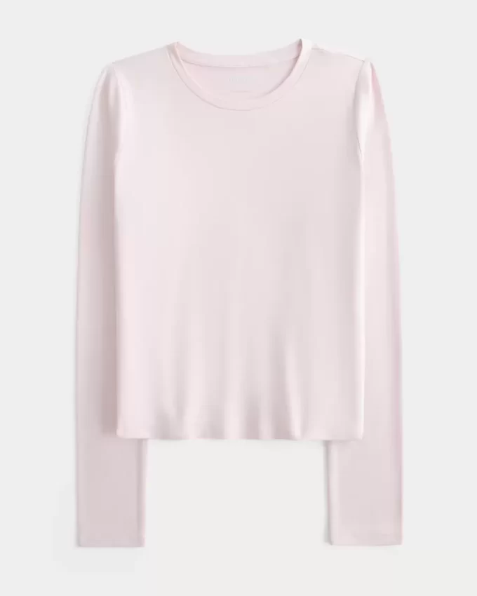 Seamless Fabric Long-Sleeve Crew Top