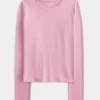 Seamless Fabric Long-Sleeve Crew Top